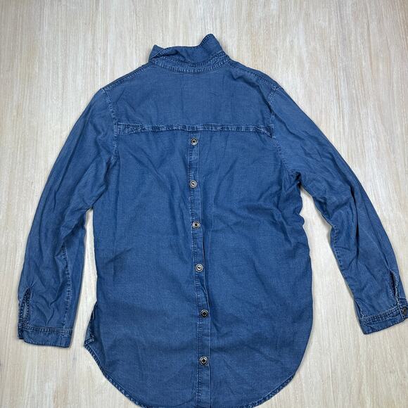 Neon Buddha Button Down Long Sleeve Chambray Denim Classic Casual Shirt Large - Picture 7 of 16